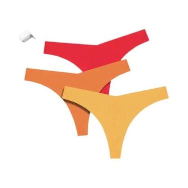 Imagem de Calcinhas De Seda Gelada Sem Costura Para Mulheres 3PCS V-Waist Baixa 