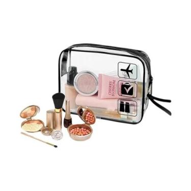 Imagem de Bolsa De Maquiagem Transparente Em PVC, Portátil E Minimalista Para Ar