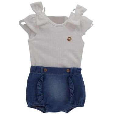 Imagem de Conjunto Luxo Body + Shorts Jeans Bebê Menina Paraiso 13893-Feminino
