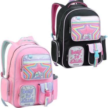 Imagem de Mochila De Costas Escolar Juvenil Born To Shine Estrela Arcoiris 6 Bol