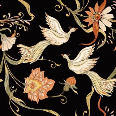 Imagem de ReWallpaper Papel de parede floral de pássaros orientais descasque e cole autoadesivo decorativo cobertura de parede para banheiro quarto parede 44,5 cm x 3 m