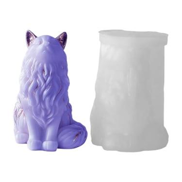 Imagem de Molde de Vela em Forma de Gato,Artesanato Decorativo em Concreto com Forma de Gato Sentado | Molde para Resina | para Casa Sala de Jantar e Festa de Casamento