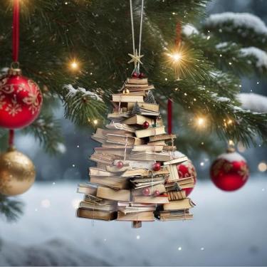 Imagem de Enfeites de Natal, livro de cristal, enfeites de árvore de Natal feitos à mão, decoração de carro e casa - presentes de Natal, decoração de artesanato em acrílico, ideias de troca de presentes para