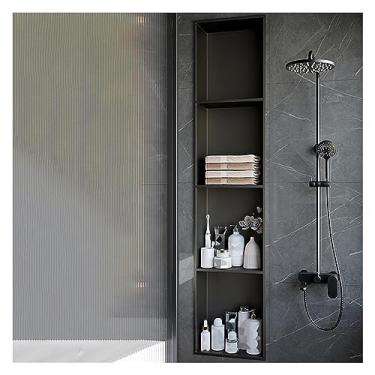 Imagem de Nicho de chuveiro de aço inoxidável impermeável - Prateleira de armazenamento embutida e rack organizador de parede para banheiro, cinza 28 x 12 x 12,5 cm, design embutido elegante