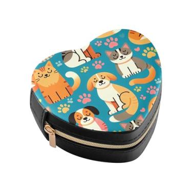 Imagem de Burbuja Caixa de joias em forma de coração para cães e gatos, mini estojo de viagem para mulheres e meninas, organizador portátil de armazenamento para brincos, anéis, colares e pulseiras
