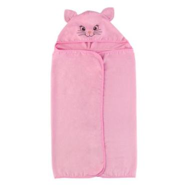 Imagem de Toalha de Banho Infantil com Capuz Algodão Bordada 75x100cm Animais Te