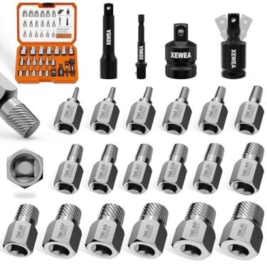 Imagem de XEWEA Conjunto de extrator de parafusos de 3/20.3 cm, kit de remoção de parafusos de fácil saída multi-estrias para parafusos quebrados, porcas e parafusos descascados, ferramentas de extração CR-MO