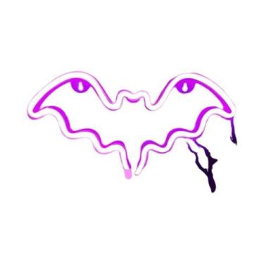 Imagem de Letreiro Neon De Morcego, Luz Noturna LED 36x18cm, Alimentado Por USB 