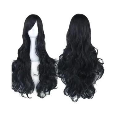 Imagem de Peruca De Cabelo Sintético Longa Rosa, Loira, Preta E Azul Para Mulher