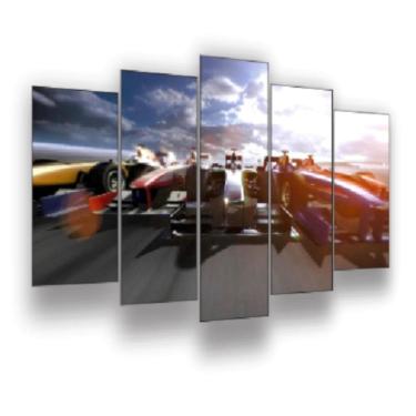 Imagem de Quadro Decorativo Mosaico 5 Peças Mod288 Carros Corrida