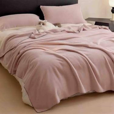 Imagem de JUSHZ Cobertor de lã e mantas fofas para cama cachecol adulto longo casal solteiro para sofá inverno lençóis de cama outono inverno grosso e quente (rosa, 200 x 230 cm)