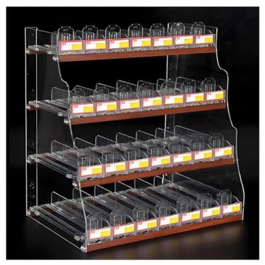 Imagem de Rack de exibição de cigarro montado na parede de 2 a 5 níveis - vitrine de supermercado para lojas de varejo e conveniência, organizador de cigarros, armazenamento de óculos de sol, 74,5 x 29 x 2 cm