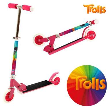 Imagem de Brinquedo Patinete Trolls Infantil Menina 2 Rodas Rosa - BBR Toys