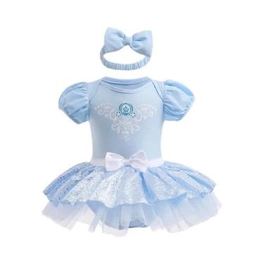 Imagem de Macacão Infantil De Princesa Para Meninas Com Faixas Para a Cabeça, Ro