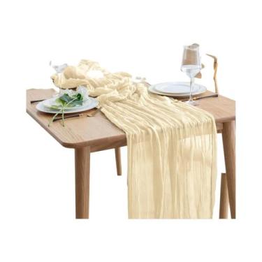Imagem de Caminho De Mesa Boho Em Gaze De Algodão 40x270cm Rústico Transparente 