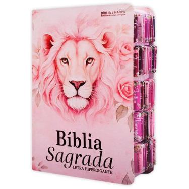 Imagem de Bíblia Hipergigante  ARC - Com Índice Abas Adesivas - Leão Flores Rosé