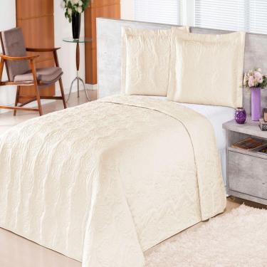 Imagem de Cobre Leito Solteiro Pratic Rosas Palha 3pçs