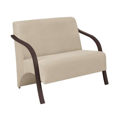 Imagem de Poltrona Vênus 2 Lugares D Salla Suede Braço Madeira Bege