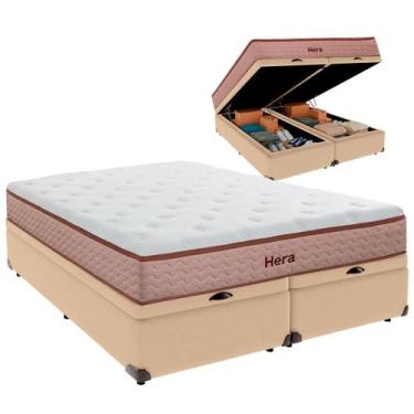 Imagem de Cama Baú King e Colchão Hera Molas Ensacadas Colchobel Ocre