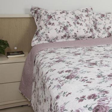 Imagem de Kit Cobre Leito Colcha 3 Peças Boutis Dupla Face Porta Travesseiro Aba