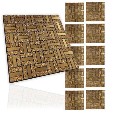 Imagem de Pastilha De Vidro Adesiva Kit 10 Uni Parede Sala Cozinha Banheiro Decorativa Facil Aplicacao Moderna Requintado Reforma