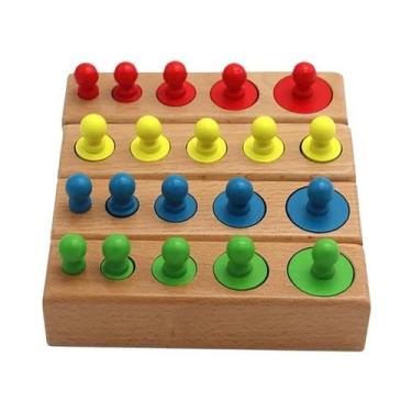 Imagem de Brinquedo Educativo Montessori De Cilindros De Encaixe De Madeira Para