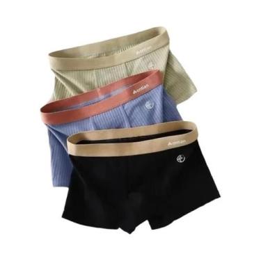 Imagem de Cuecas Boxer Masculinas De Algodão, Pacote Com 3, Confortáveis E Respi