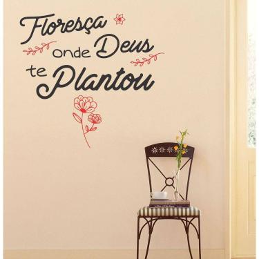 Imagem de Adesivo Decorativo De Parede Frase Floresça. Duas Cores