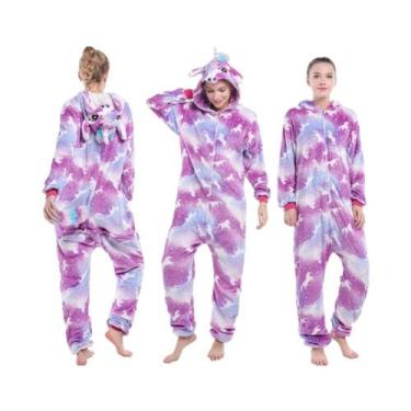 Imagem de Macacão Kigurumi Com Capuz Para Adultos plus Size, Pijamas Com Zíper D
