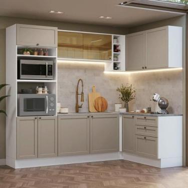 Imagem de Armário De Cozinha Completa De Canto 399 Cm Branco/crema Vik Madesa 02