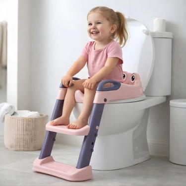 Imagem de Troninho Infantil com Escada e Assento Redutor para Vaso Sanitário Tem