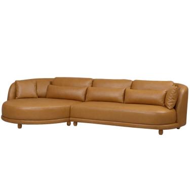 Imagem de Sofá 05 Lugares 330cm Arizona Com Chaise Direito Corano Caramelo - Nexta Casa