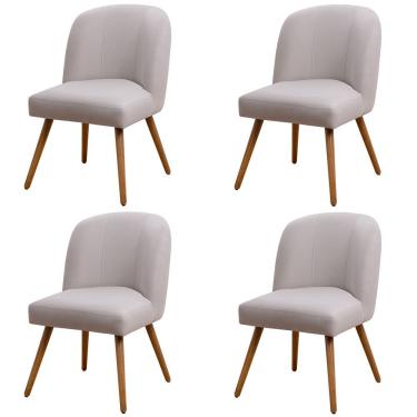 Imagem de Kit 04 Cadeiras De Jantar Cléo Pés Palito Linho Cru - Nexta Casa