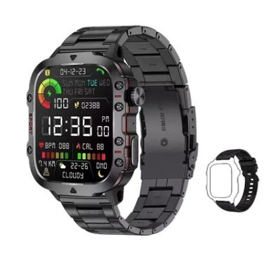 Imagem de Smartwatch Masculino Lige 3atm Bluetooth Call Smartwatch Militar Tira De Aço Preto.