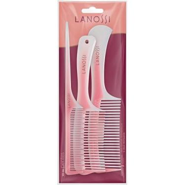 Imagem de Kit de Pentes Rosé Lanossi Beauty & Care com 3 Unidades para Desembara