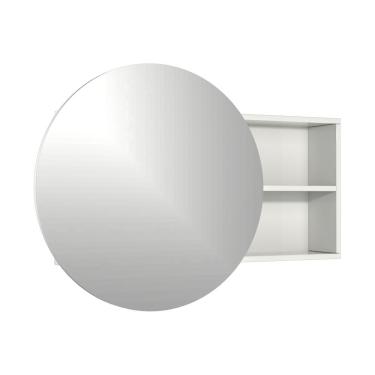 Imagem de Armário Espelheira para Banheiro Luna MDF com Espelho Redondo 100CM Branco Venturi