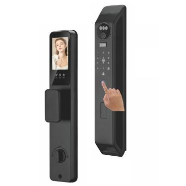 Imagem de Fechadura Eletrônica Digital a 0110WF Wi Fi App Biometria Facial Senha Cartão para Porta de Madeira Alumínio