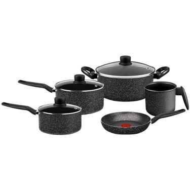 Imagem de Kit Conjunto de Panelas Stone Minerium Caçarola Frigideira Alumínio Antiaderente 5 Peças