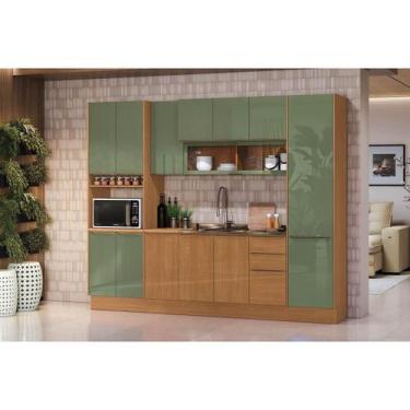 Imagem de Cozinha Modulada Kappesberg 7 Peças Vibra C7P109 Canela/Verde Pistache