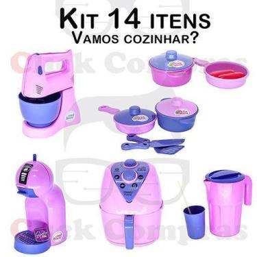Imagem de Kit Infantil Cafeteira Batedeira Air Fryer Jarra Panela 14pç - CLICKCO