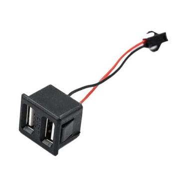 Imagem de Conector USB Tipo-C Feminino De Dupla Camada Preto Com Cabo Para Carre
