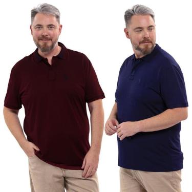 Imagem de Kit 2 Camisa Polo Masculina Plus Size Piquet Viscose Dry-Masculino