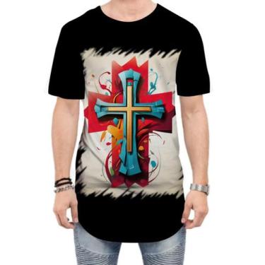 Imagem de Camiseta Longline da Cruz de Jesus Igreja Fé 11 - Kasubeck Store®, P