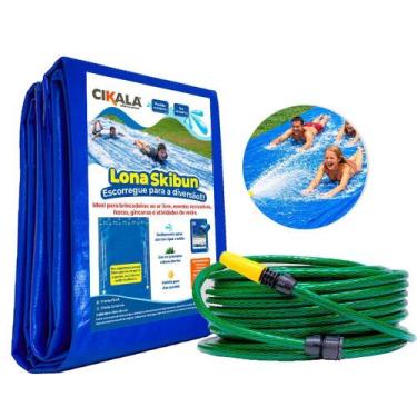 Imagem de Lona Escorregador Skibun Azul 3x2 M Recreações + Mangueira - CIKALA
