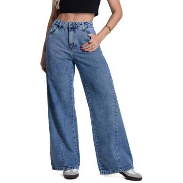 Imagem de Calça Jeans Sawary Wide Leg Petit - 282817 - Azul médio 38, Azul, 38