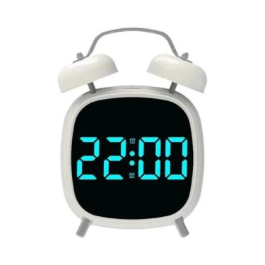 Imagem de Despertador LED Super Alto Com Controle De Voz E Campainha Dupla Para 