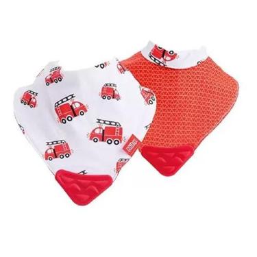 Imagem de Babador Bandana Dupla Face Infantil Bebê Com Mordedor Nuby, Bombeiro