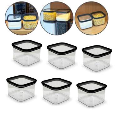 Imagem de Kit 6 Potes Tampa Hermético Organizador Geladeira 500ML - 123 Organize