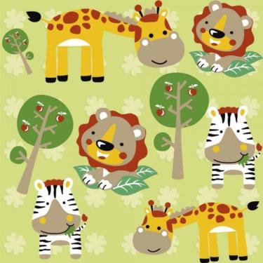 Imagem de Papel de Parede Infantil Safari Verde Rolo 300cm X 60cm Rendimento 1,8m2 Casa H
