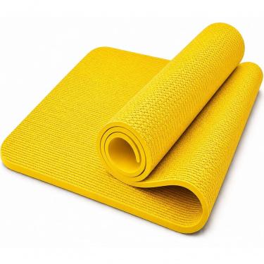 Imagem de Tapete de Yoga Profissional Antiderrapante para Pilates Alongamento Ginástica e Academia Amarelo NBR Leve Utimix